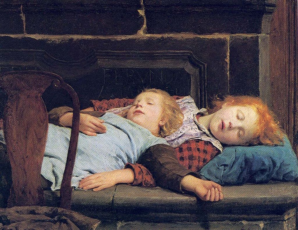 sleeping children 1024px-Auf dem Ofen 1895